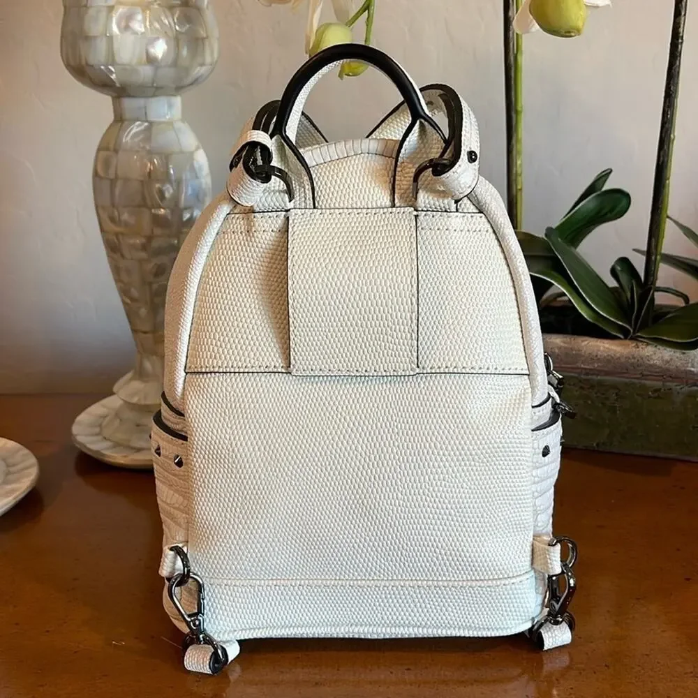MCM Swarovski Crystal Crocodile Leather Mini Backpack White NWOT